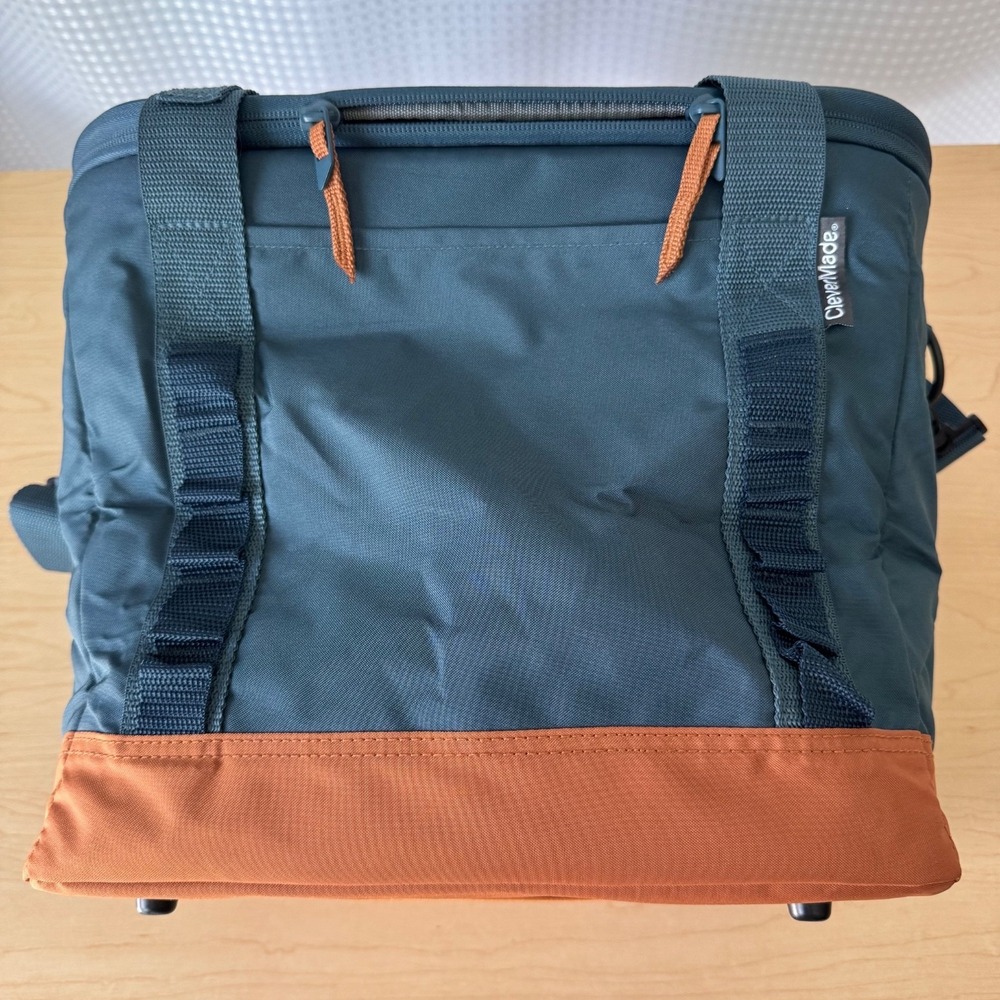 CleverMade Pacifica Collapsible Soft Cooler Bag Ocean Cognac 15 x 10 x 11 - Picture 9 of 9